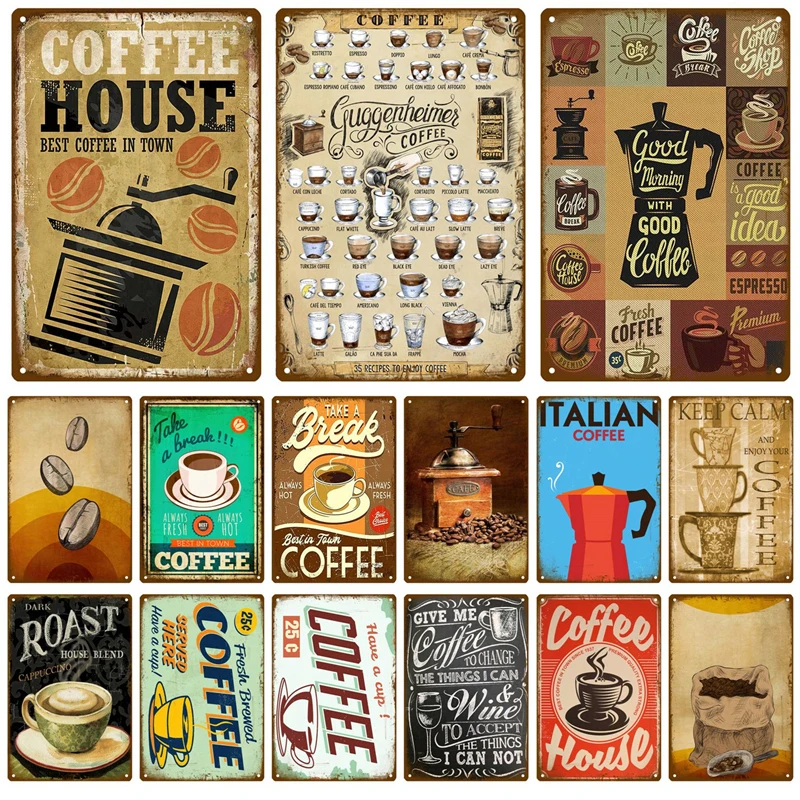 Vintage Collectible Plates - Metal Sign Retro Decor Coffee Vintage
